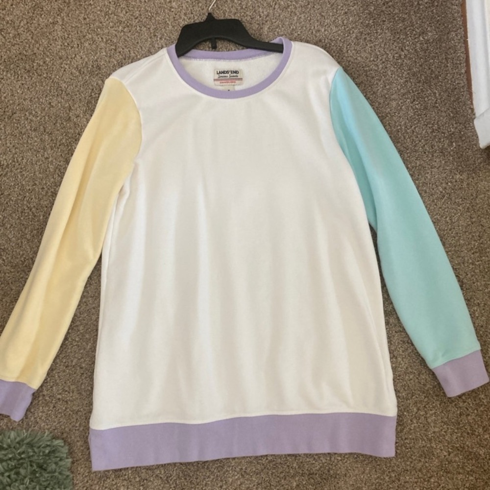 Lands' End Multicolor Sweatshirt - White, Yellow, Blue, Purple